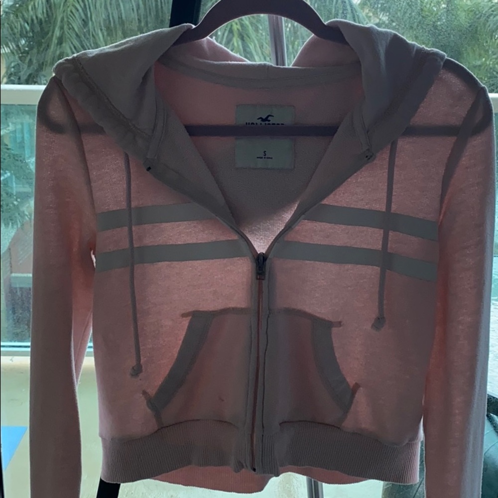 Hollister pink zipper hoodie